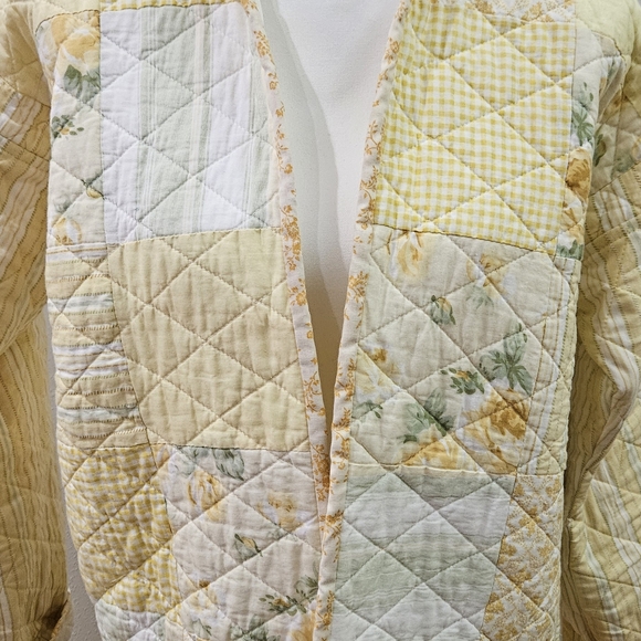 Handmade Patchwork Quilted Women's Top - Yellow and White - Picture 5 of 7